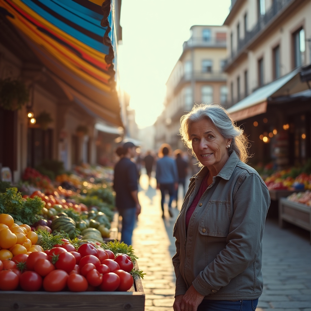 Market scene in Bahía Blanca with small vendors and stalls