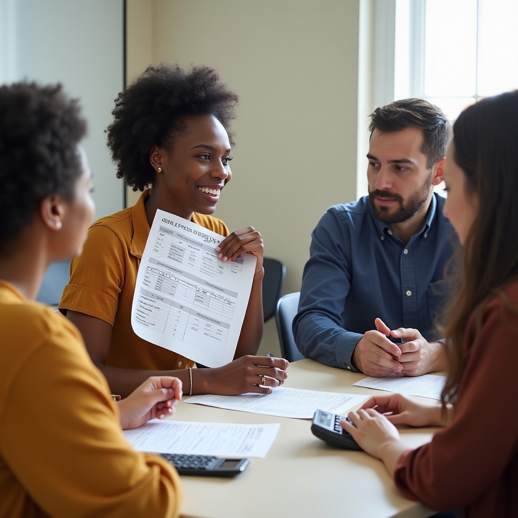 Workshop participants calculating product pricing