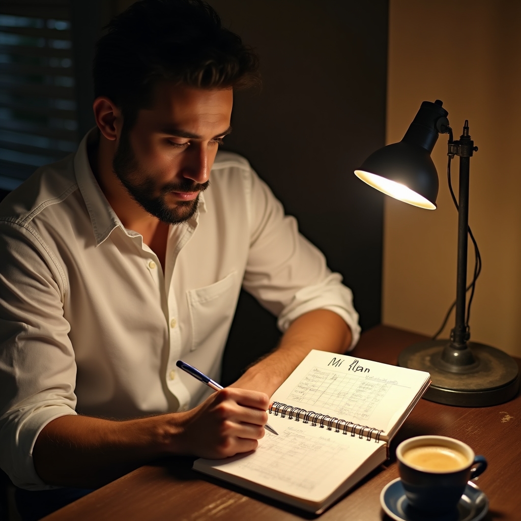 Small business owner writing a simple business plan